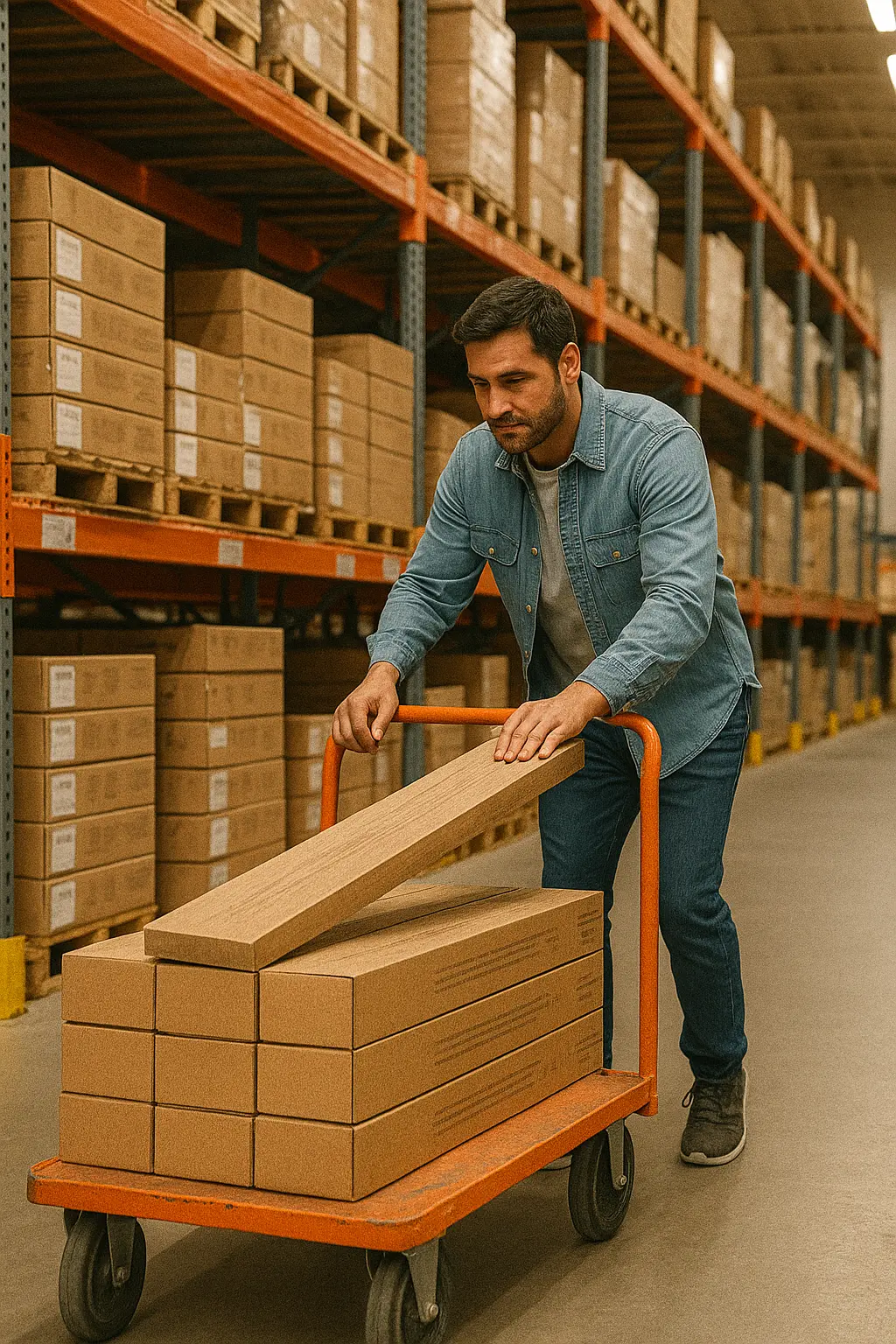 The organized warehouse for an FL Outlet contractor.