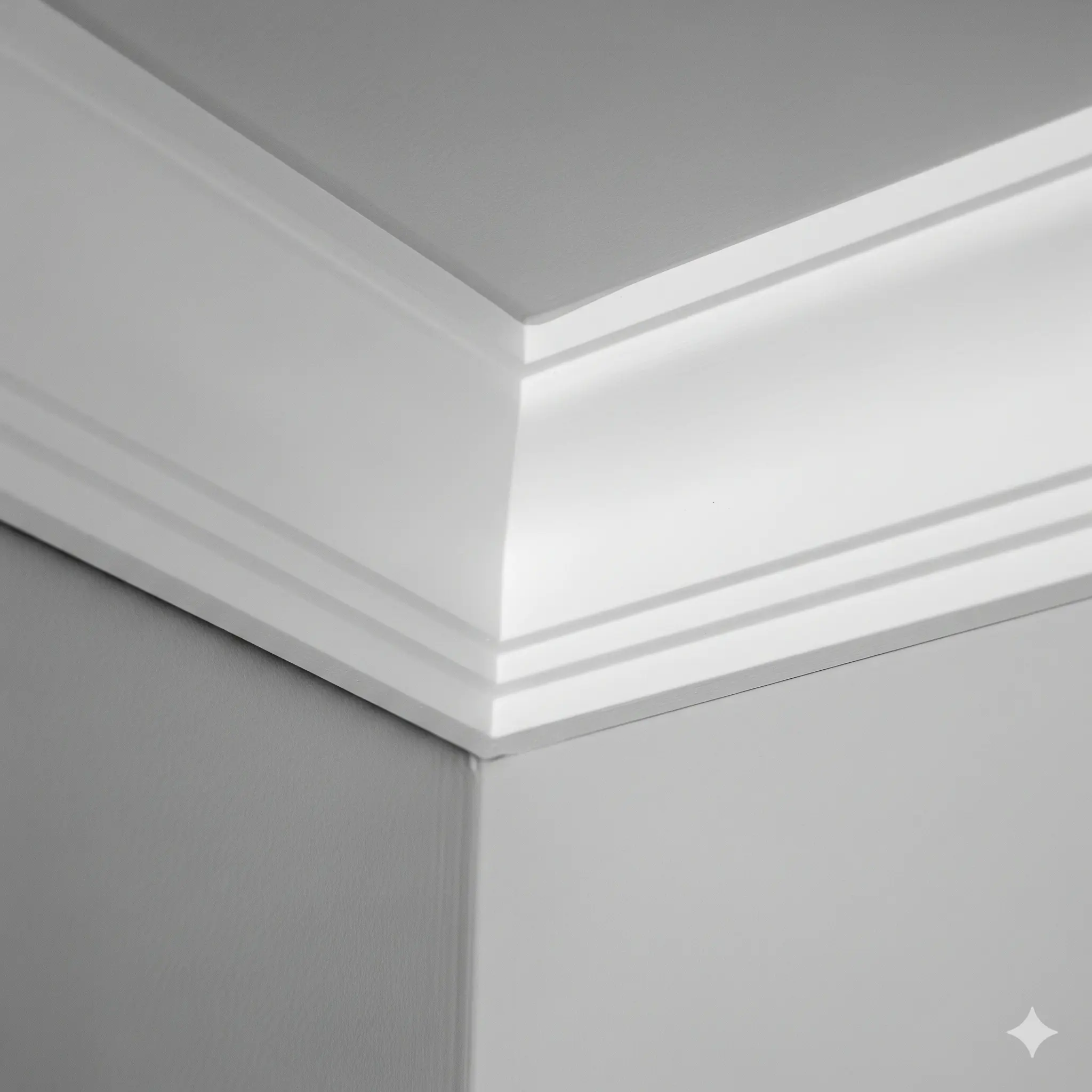 A perfectly finished corner showing high-quality molding installation.