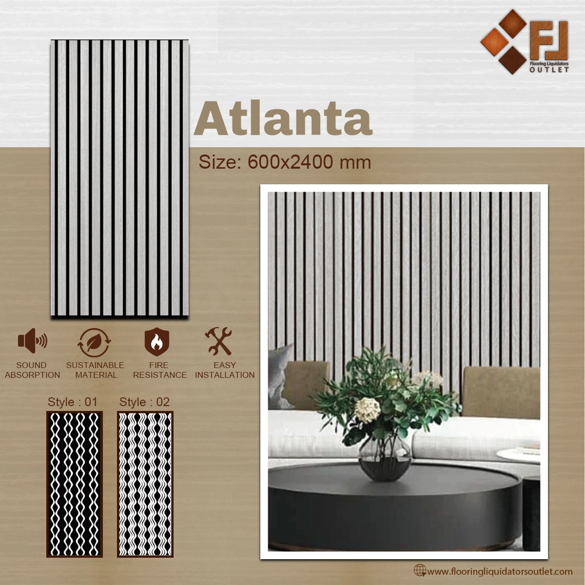 Atlanta style wall panels for interiors