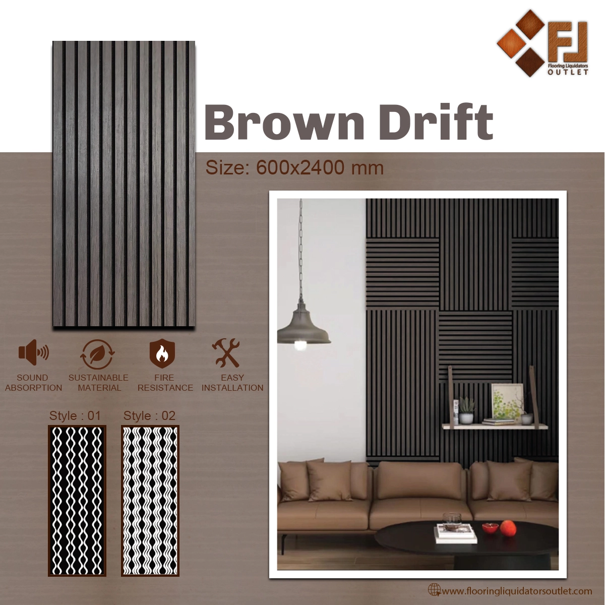 Brown Drift wood look wall panels for interiors