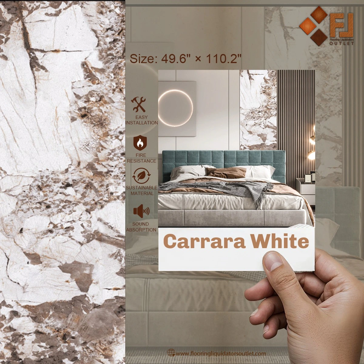 Carrara White UV wall panels for interiors