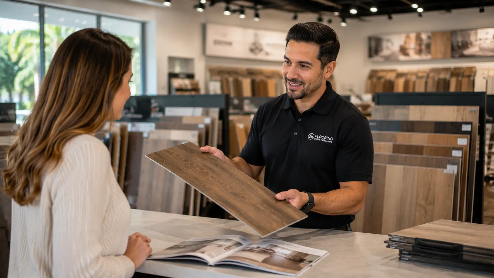 Flooring stores Orlando FL Outlet professional installation SPC waterproof LVP crew licensed Central Florida