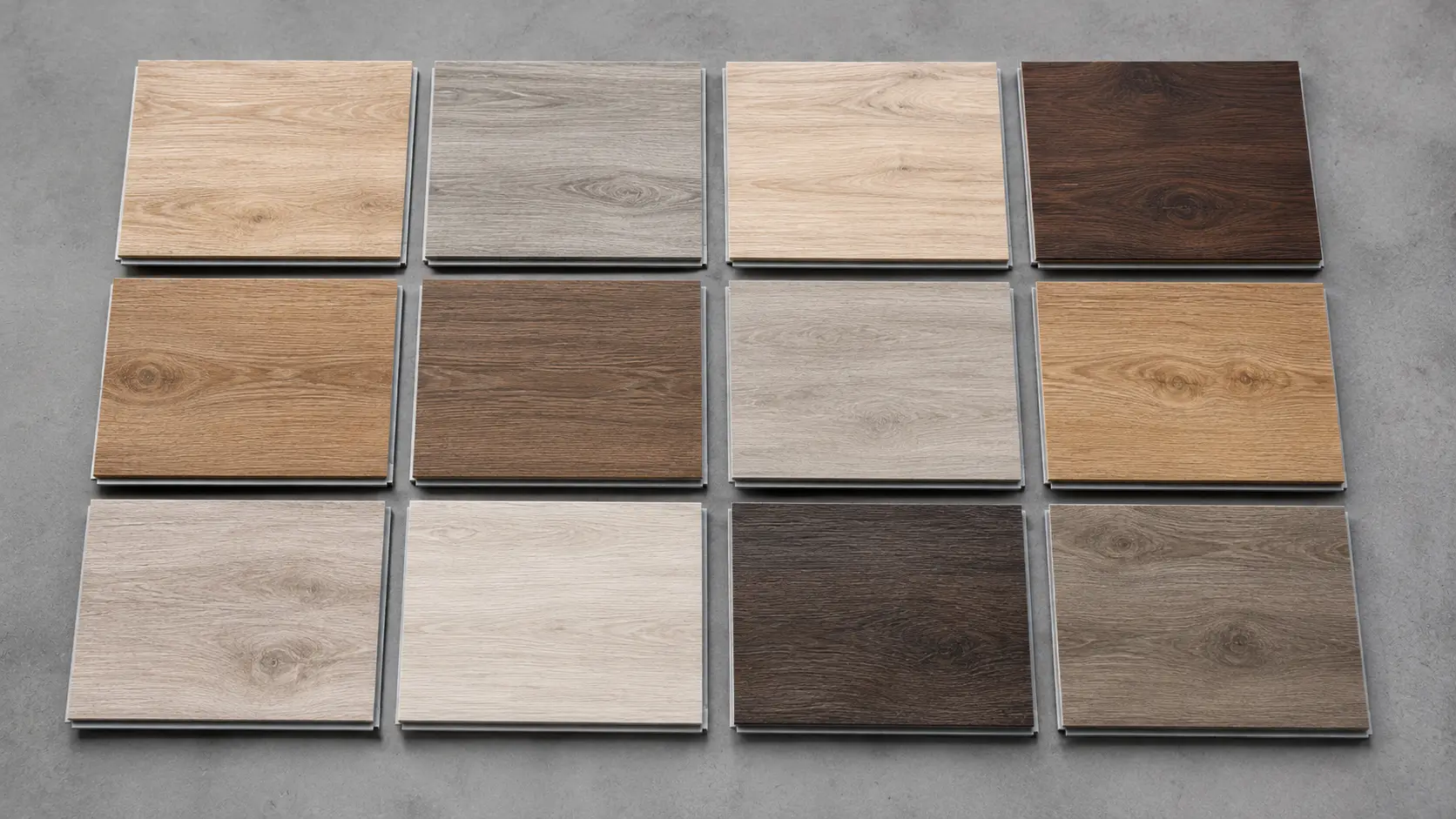 LVP flooring wholesale product samples showing variety of colors and textures at FL Outlet